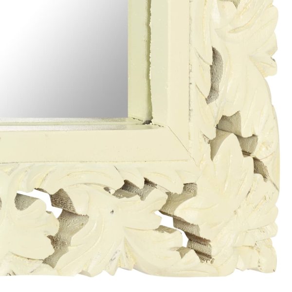 Hand Carved Mirror Solid Mango Wood – 50×80 cm, White