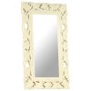 Hand Carved Mirror Solid Mango Wood – 50×80 cm, White