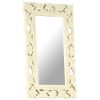 Hand Carved Mirror Solid Mango Wood – 50×80 cm, White