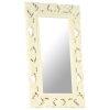 Hand Carved Mirror Solid Mango Wood – 50×80 cm, White