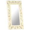 Hand Carved Mirror Solid Mango Wood – 50×80 cm, White