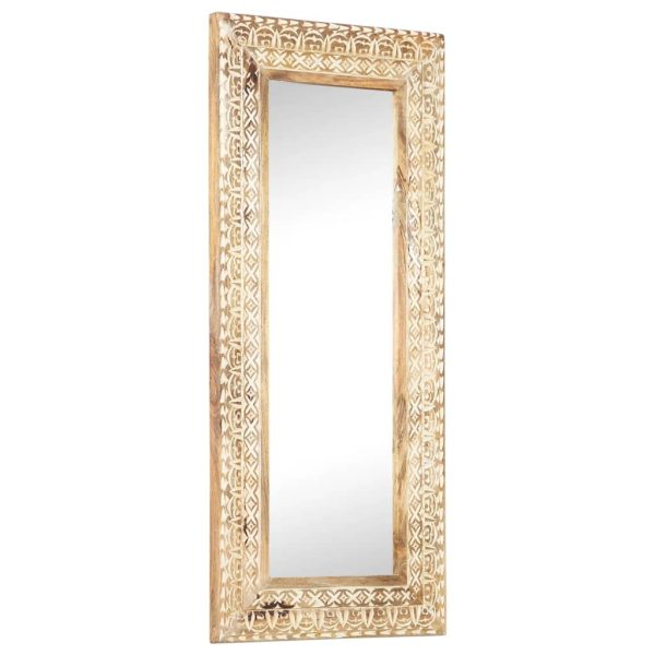 Hand-Carved Mirror 110x50x2.6 cm Solid Mango Wood