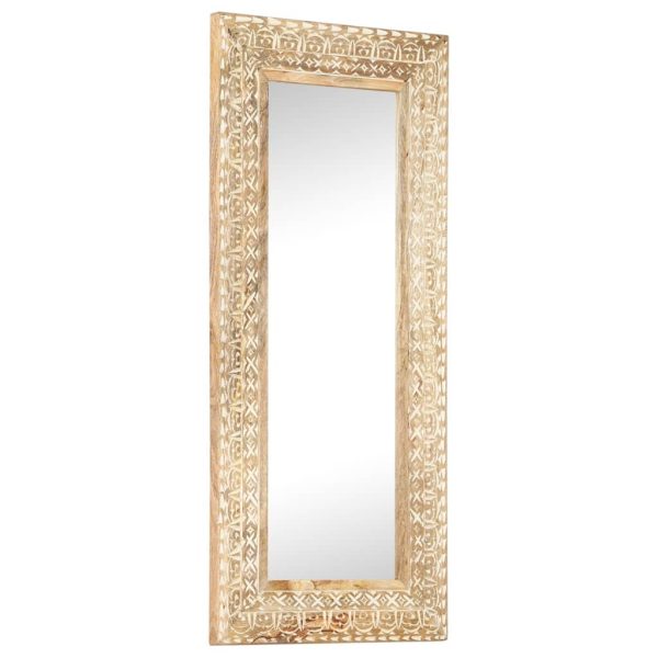 Hand-Carved Mirror 110x50x2.6 cm Solid Mango Wood