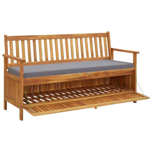 Garden Storage Bench with Cushion Solid Acacia Wood – 148 cm