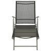 Folding Sun Lounger Textilene and Aluminium Black and Silver