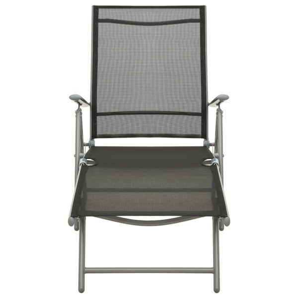 Folding Sun Lounger Textilene and Aluminium Black and Silver