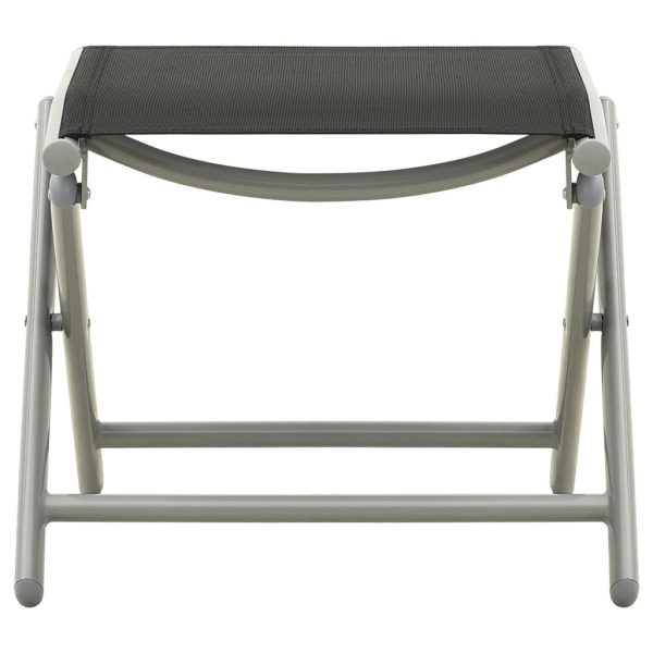 Folding Footrest Black and Silver Textilene and Aluminium