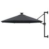 Wall-mounted Parasol with LEDs and Metal Pole 300 cm – Anthracite