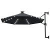 Wall-mounted Parasol with LEDs and Metal Pole 300 cm – Anthracite