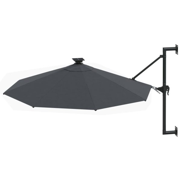 Wall-mounted Parasol with LEDs and Metal Pole 300 cm – Anthracite