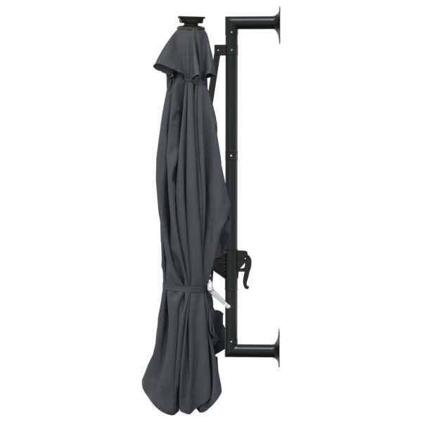 Wall-mounted Parasol with LEDs and Metal Pole 300 cm – Anthracite