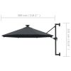 Wall-mounted Parasol with LEDs and Metal Pole 300 cm – Anthracite