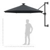 Wall-mounted Parasol with LEDs and Metal Pole 300 cm – Anthracite