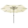 Outdoor Parasol with LED Lights and Metal Pole 400 cm – Sand