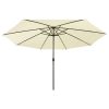 Outdoor Parasol with LED Lights and Metal Pole 400 cm – Sand