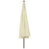 Outdoor Parasol with LED Lights and Metal Pole 400 cm – Sand