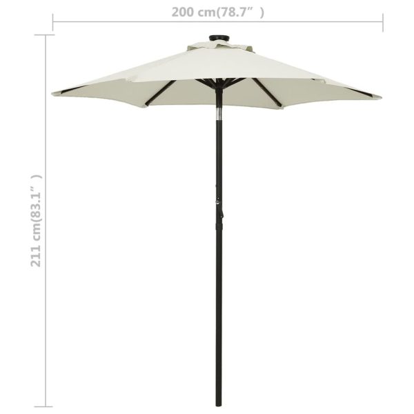 Parasol with LED Lights 200×211 cm Aluminium – Sand