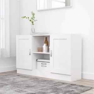 Sideboard 120×30.5×70 cm – High Gloss White, Engineered wood