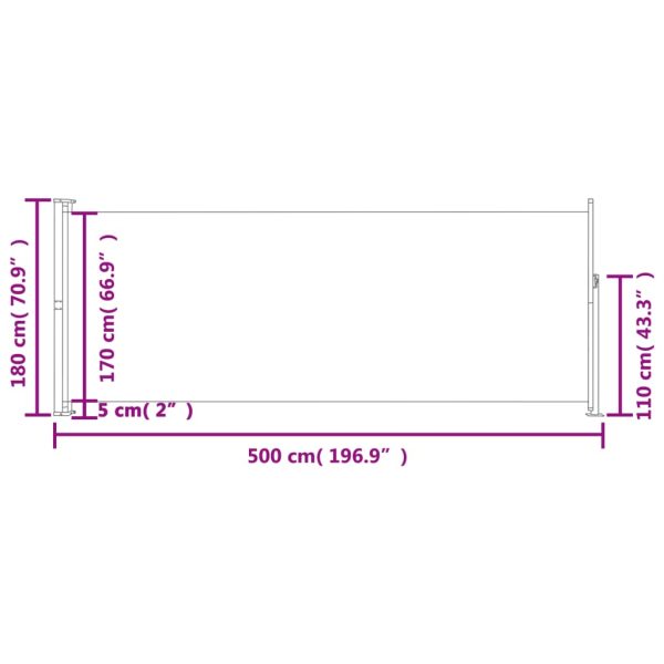 Patio Retractable Side Awning 180x500cm Black