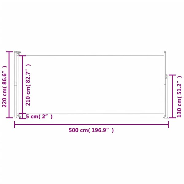 Patio Retractable Side Awning 220x500cm Grey