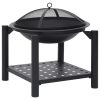 Fire Pit with Poker 54x54x55 cm Steel