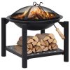 Fire Pit with Poker 54x54x55 cm Steel