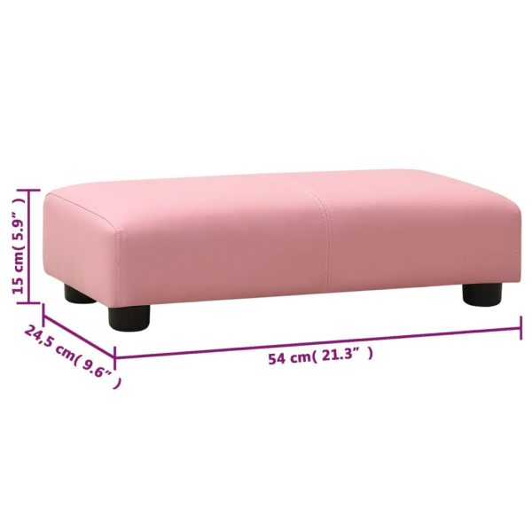 Children Sofa with Stool Faux Leather – Pink