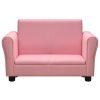 Children Sofa with Stool Faux Leather – Pink