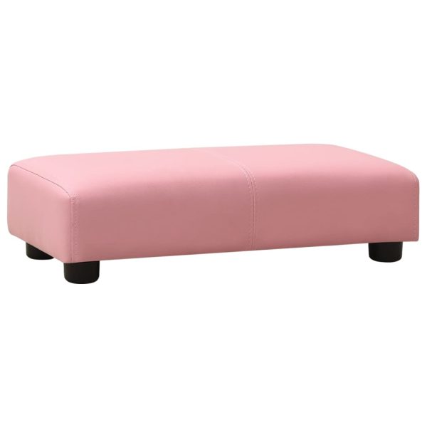 Children Sofa with Stool Faux Leather – Pink