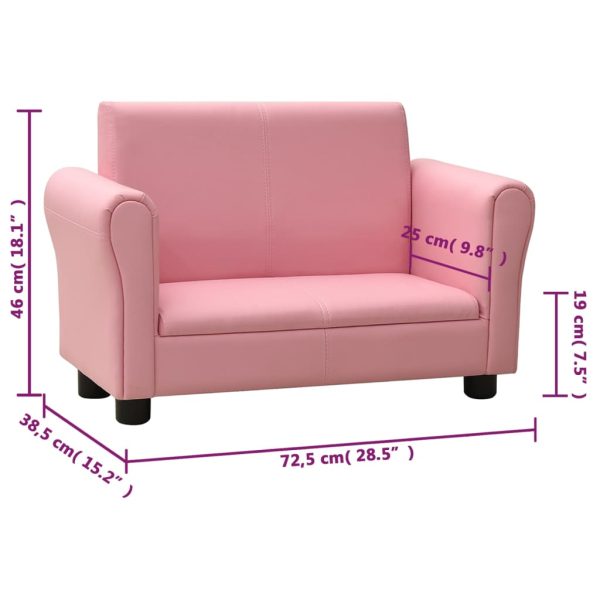 Children Sofa with Stool Faux Leather – Pink