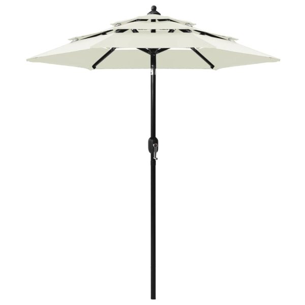 3-Tier Parasol with Aluminium Pole – 2 M, Sand