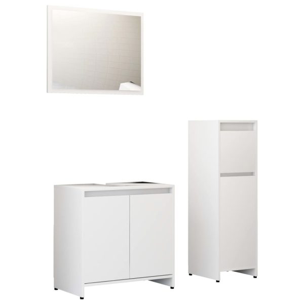 3 Piece Bathroom Furniture Set Engineered Wood – White