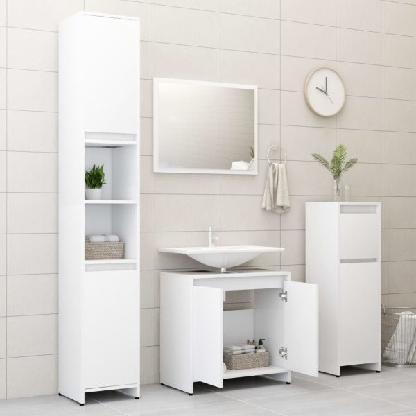 3 Piece Bathroom Furniture Set Engineered Wood – White