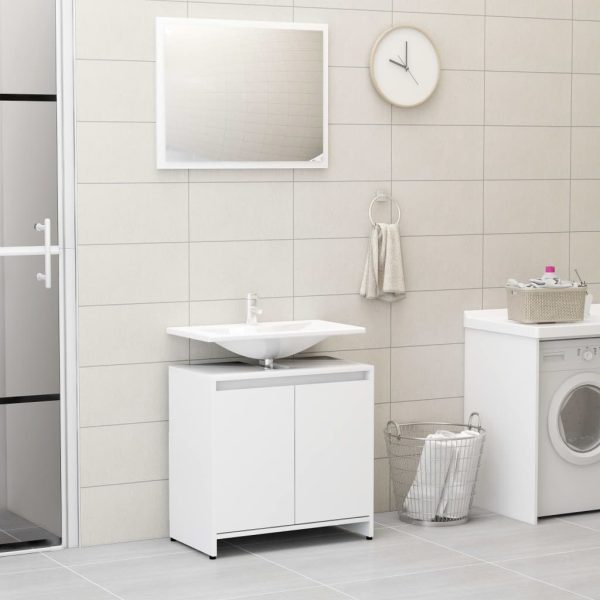 3 Piece Bathroom Furniture Set Engineered Wood – White