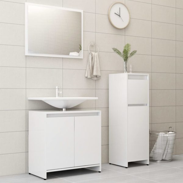 3 Piece Bathroom Furniture Set Engineered Wood – White