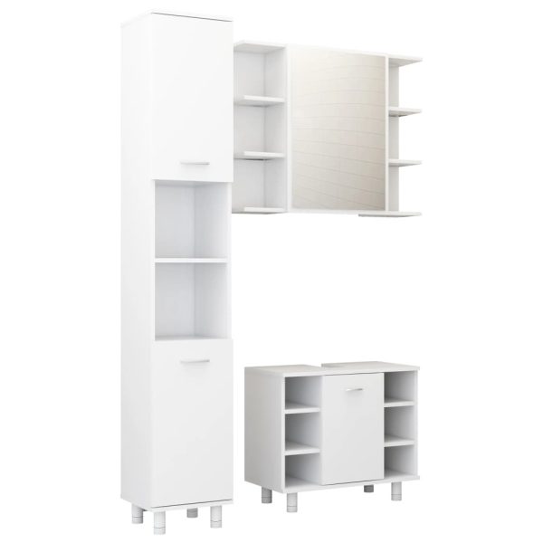 3 Piece Bathroom Furniture Set Engineered Wood – White