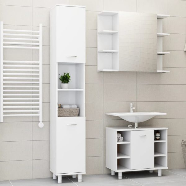 3 Piece Bathroom Furniture Set Engineered Wood – White