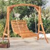 Swing Bed Solid Bent Wood with Teak Finish 143x120x65 cm