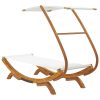 Outdoor Lounge Bed with Canopy Solid Bent Wood – 100x190x134 cm, Cream