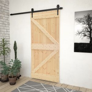 Sliding Door with Hardware Set Solid Pine Wood