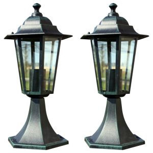 Garden Lights 2 pcs Dark Green/Black Aluminium