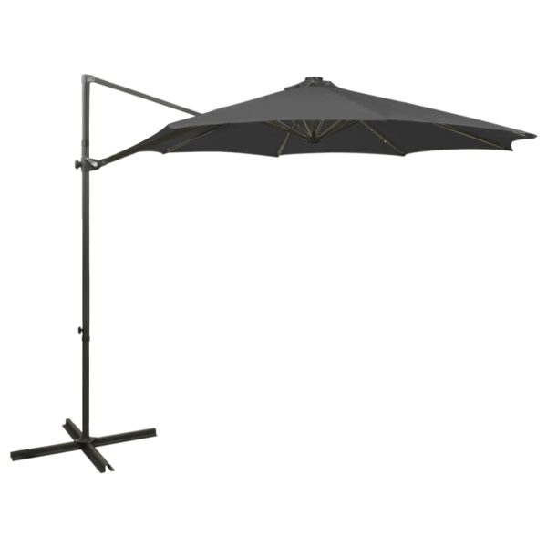 Cantilever Umbrella with Pole and LED Lights Anthracite 300 cm