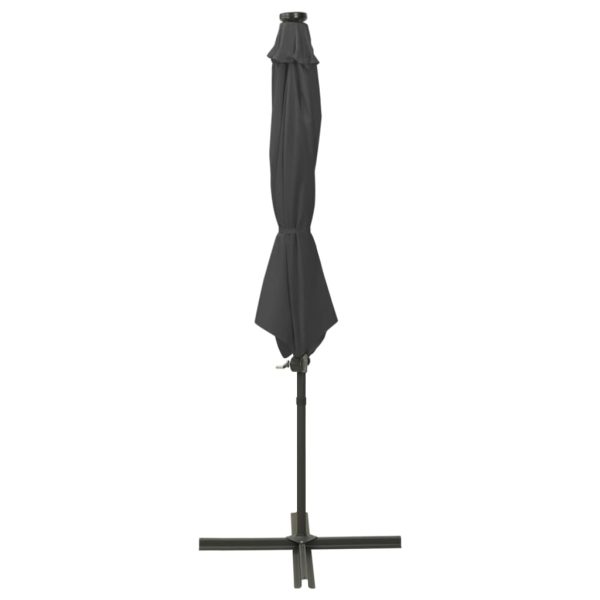 Cantilever Umbrella with Pole and LED Lights Anthracite 300 cm