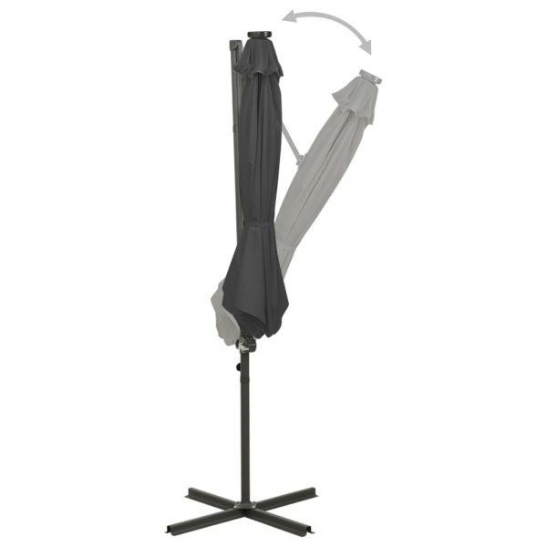 Cantilever Umbrella with Pole and LED Lights Anthracite 300 cm