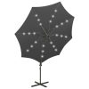 Cantilever Umbrella with Pole and LED Lights Anthracite 300 cm