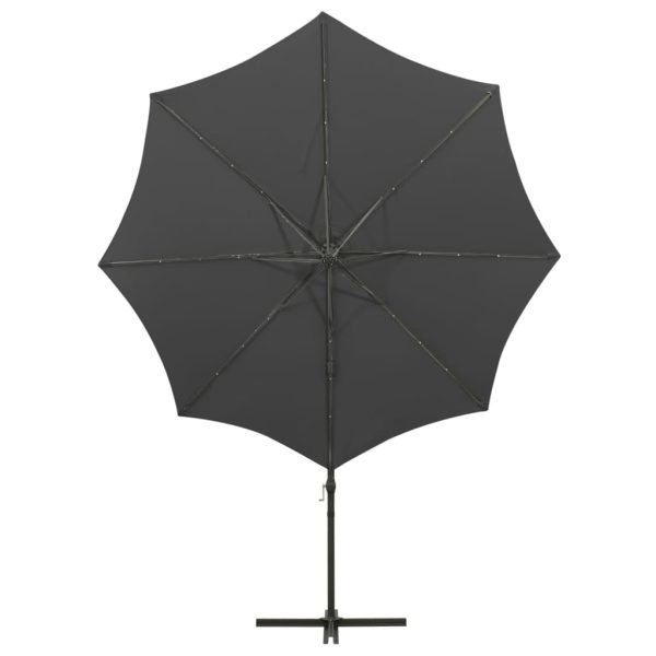 Cantilever Umbrella with Pole and LED Lights Anthracite 300 cm