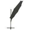 Cantilever Umbrella with Pole and LED Lights Anthracite 300 cm