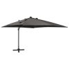 Cantilever Umbrella with Pole and LED Lights Anthracite 300 cm