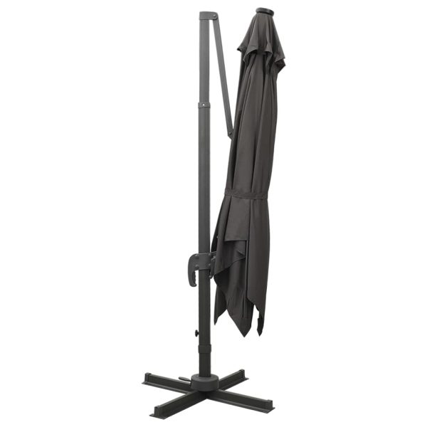 Cantilever Umbrella with Pole and LED Lights Anthracite 300 cm