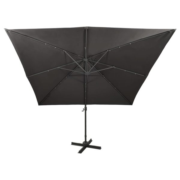 Cantilever Umbrella with Pole and LED Lights Anthracite 300 cm